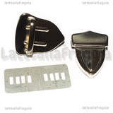 Chiusura a Pulsante per Borse in metallo argentato 42x30x13mm