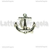Ciondolo Ancora Double-face in metallo argentato 32x27mm