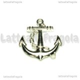 Ciondolo Ancora Double-face in metallo argentato 32x27mm