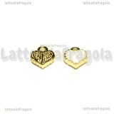 Charm Cuore in metallo dorato smaltato bianco 8x7.5mm