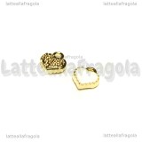 Charm Cuore in metallo dorato smaltato bianco 8x7.5mm