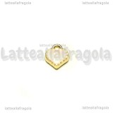 Charm Cuore in metallo dorato smaltato rosa 8x7.5mm