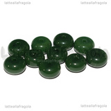 10 Rondelle in Vetro Verde Inglese Opaco 8x5mm