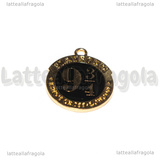 Ciondolo Binario 9 e 3/4 Saga di Harry Potter in metallo dorato smaltato 24x18mm