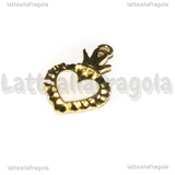 Ciondolo Cuore Sacro Ex Voto in metallo dorato smaltato Bianco 27x15mm