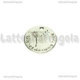 Ciondolo Dente di Leone double-face in metallo argento antico 20mm