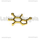 Ciondolo Connettore Molecola Caffeina in metallo dorato 27x23mm