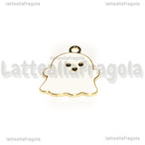 Ciondolo Fantasma in metallo dorato smaltato 22x18mm