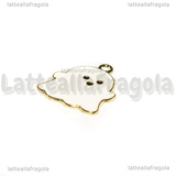 Ciondolo Fantasma in metallo dorato smaltato 22x18mm