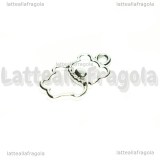 Ciondolo Cornice Orsetta in metallo silver plated 23x13mm