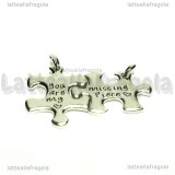 Coppia Ciondoli Puzzle You are my missing piece in metallo argentato