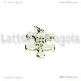 Coppia Ciondoli Puzzle You are my missing piece in metallo argentato