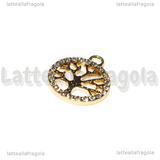 Ciondolo Albero della Vita con strass in metallo Gold Plated 19x16mm