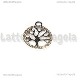 Ciondolo Albero della Vita con strass in metallo Silver Plated 19x16mm