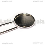 Spilla in metallo silver plated con base tonda 20mm