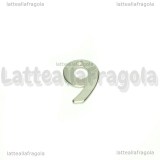 Ciondolo Numero 9 in Acciaio Inox 11x8mm