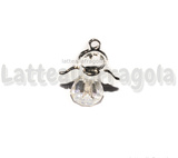 Ciondolo Angelo in metallo argentato con Goccia Cristal AB 21x19mm
