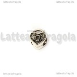 Cuore Lucchetto foro largo in metallo argento antico 12x10mm