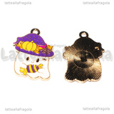 Ciondolo Fantasma di Halloween in metallo dorato smaltato 25.2x17.8mm