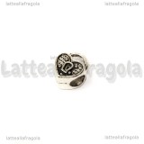 Cuore Lucchetto foro largo in metallo argento antico 12x10mm