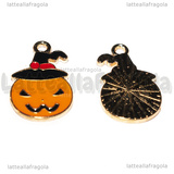 Charm Zucca con Cappello in metallo dorato smaltato 20x12.5mm