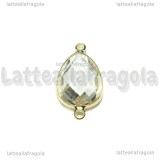 Connettore Goccia in ottone dorato e vetro sfaccettato cristal 25x15mm