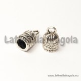 Terminale a coppa in metallo decorato argento antico 14x8mm