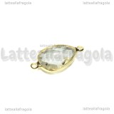 Connettore Goccia in ottone dorato e vetro sfaccettato cristal 25x15mm