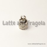 Terminale a coppa in metallo decorato argento antico 14x8mm