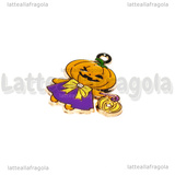 Ciondolo Jack Lantern in metallo dorato smaltato 25x19mm