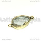 Connettore Goccia  in ottone dorato e vetro sfaccettato cristal 25x15mm