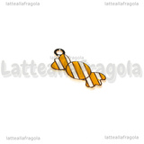 Charm Caramella in metallo dorato smaltato Bianco Arancio 21x10mm