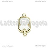 Connettore Ottagono in ottone dorato e vetro sfaccettato cristal 25x14mm