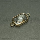 Connettore Ottagono in ottone dorato e vetro sfaccettato cristal 22x11mm