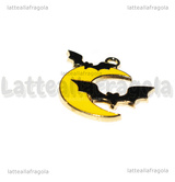 Ciondolo Luna e Pipistrelli in metallo dorato smaltato 25x24mm
