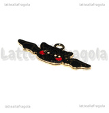Ciondolo Pipistrello in metallo dorato smaltato 30x13mm