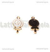 Ciondolo Lecca-lecca Rosa con strass in metallo smaltato dorato 18x9.5mm