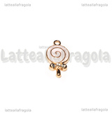 Ciondolo Lecca-lecca Rosa con strass in metallo smaltato dorato 18x9.5mm