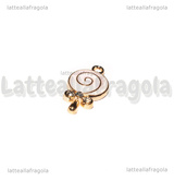 Ciondolo Lecca-lecca Rosa con strass in metallo smaltato dorato 18x9.5mm