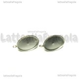 Coppia orecchini a perno in Acciaio inox con asola e base ovale 14x10mm
