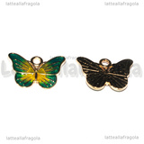 Ciondolo Farfalla in metallo dorato smaltato Tiffany Giallo 13.5x18mm