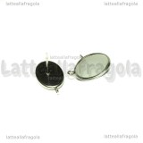 Coppia orecchini a perno in Acciaio inox con asola e base ovale 14x10mm