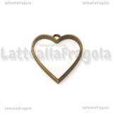 Ciondolo Cornice Cuore in metallo color bronzo 34x30mm