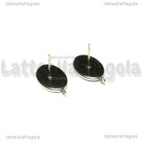 Coppia orecchini a perno in Acciaio inox con asola e base ovale 14x10mm