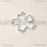 Ciondolo Cornice Fiore di Ciliegio in metallo silver plated 31.5x30mm