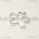 Ciondolo Cornice Fiore di Ciliegio in metallo silver plated 31.5x30mm