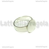 Base anello regolabile in metallo argentato con piattello 12mm