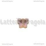 Farfalla in vetro sfaccettato Rosa AB con foro passante 10x8mm