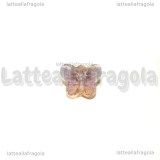 Farfalla in vetro sfaccettato Rosa AB con foro passante 10x8mm