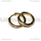 Creole in Acciaio Inox Dorato con strass 17x2.5mm